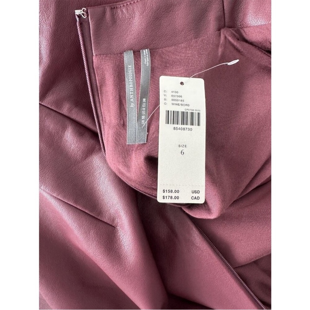 NWT Anthropologie Maya Ruched Cowl-Neck Dress Faux Leather Mini 6 Purple